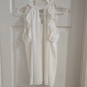 Women’s White Ruffle Halter Top